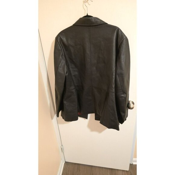 Croft & Borrow Leather Jacket Womens Size XL Black Button Down Front Fall Jacket - Picture 2 of 9